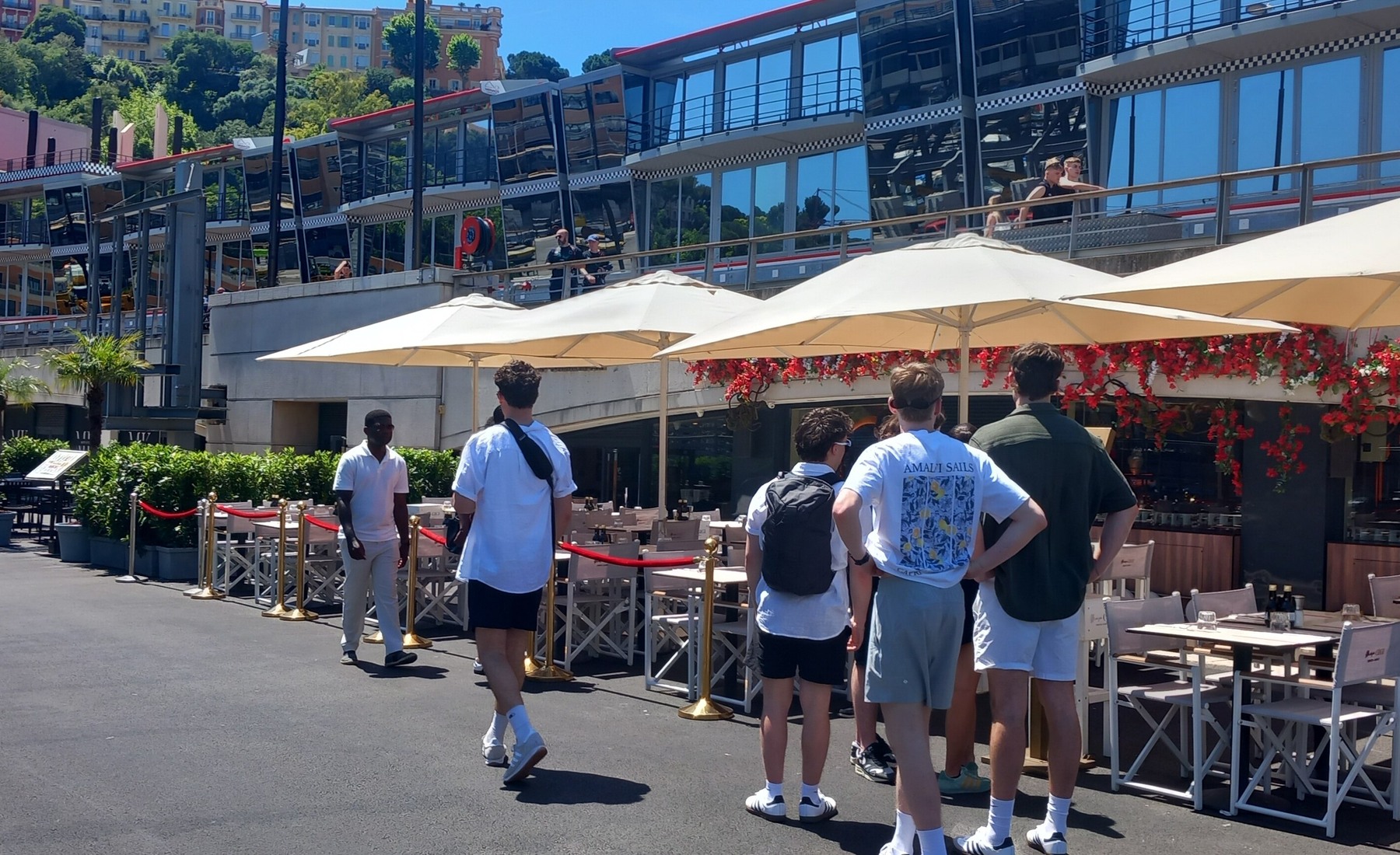 Trackside restaurants beside the Monaco Grand Prix circuit